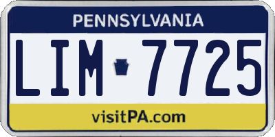 PA license plate LIM7725