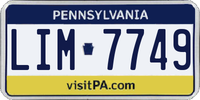 PA license plate LIM7749