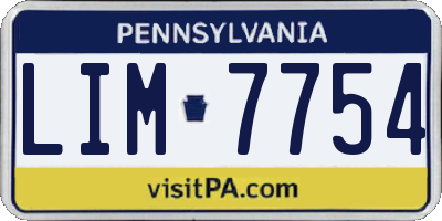 PA license plate LIM7754