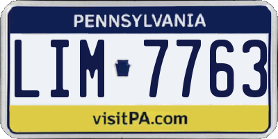 PA license plate LIM7763