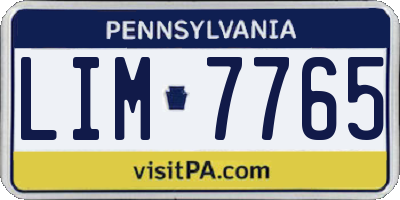 PA license plate LIM7765