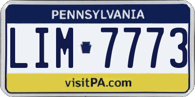 PA license plate LIM7773