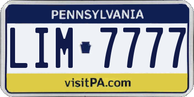 PA license plate LIM7777