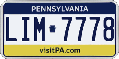PA license plate LIM7778