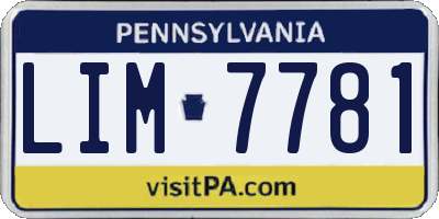 PA license plate LIM7781