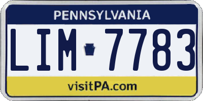 PA license plate LIM7783