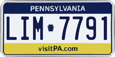 PA license plate LIM7791