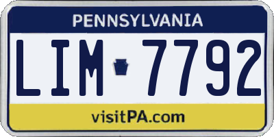 PA license plate LIM7792