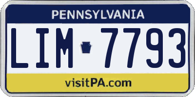 PA license plate LIM7793