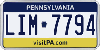 PA license plate LIM7794