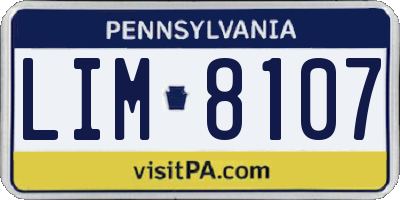 PA license plate LIM8107