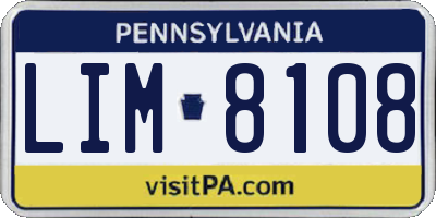 PA license plate LIM8108