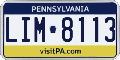 PA license plate LIM8113