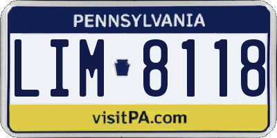 PA license plate LIM8118