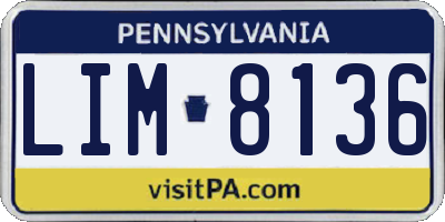 PA license plate LIM8136