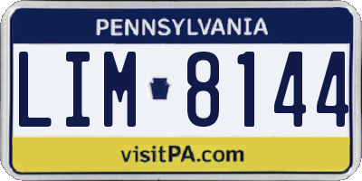 PA license plate LIM8144