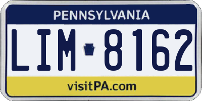 PA license plate LIM8162