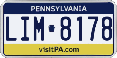 PA license plate LIM8178