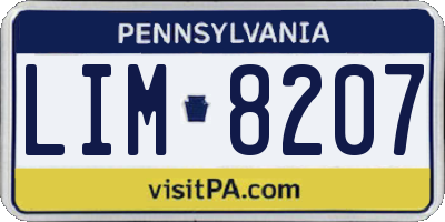 PA license plate LIM8207