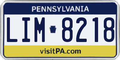 PA license plate LIM8218