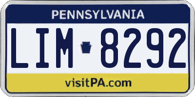 PA license plate LIM8292