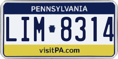 PA license plate LIM8314