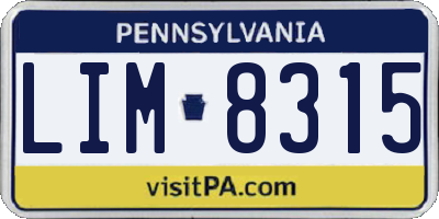 PA license plate LIM8315