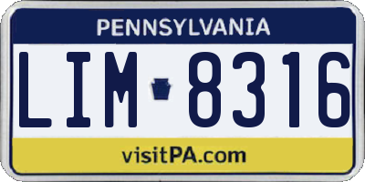 PA license plate LIM8316