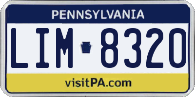 PA license plate LIM8320