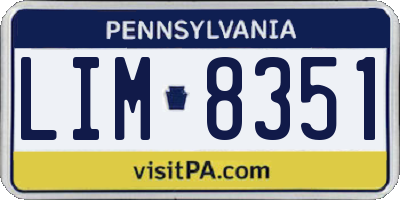 PA license plate LIM8351