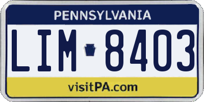 PA license plate LIM8403