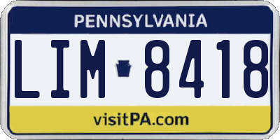 PA license plate LIM8418