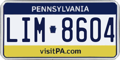 PA license plate LIM8604