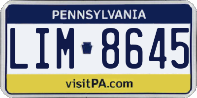 PA license plate LIM8645