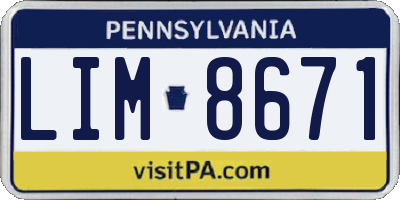 PA license plate LIM8671