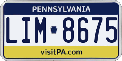 PA license plate LIM8675