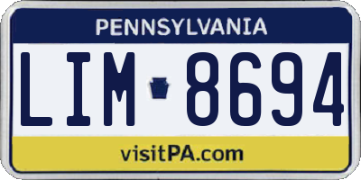 PA license plate LIM8694