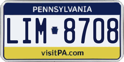 PA license plate LIM8708