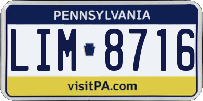PA license plate LIM8716
