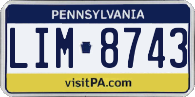 PA license plate LIM8743