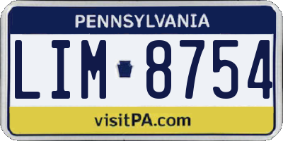 PA license plate LIM8754
