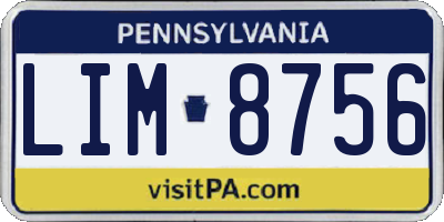 PA license plate LIM8756