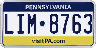 PA license plate LIM8763