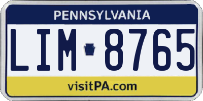 PA license plate LIM8765