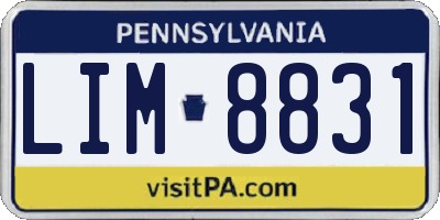 PA license plate LIM8831