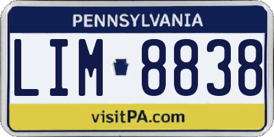 PA license plate LIM8838