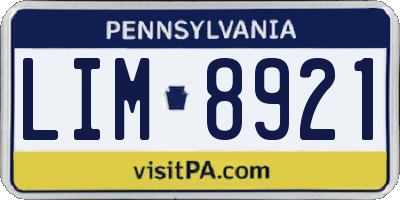 PA license plate LIM8921