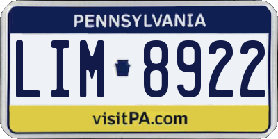 PA license plate LIM8922