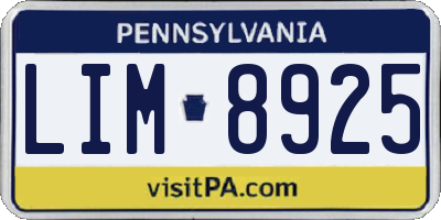 PA license plate LIM8925