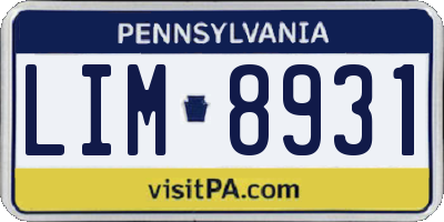 PA license plate LIM8931